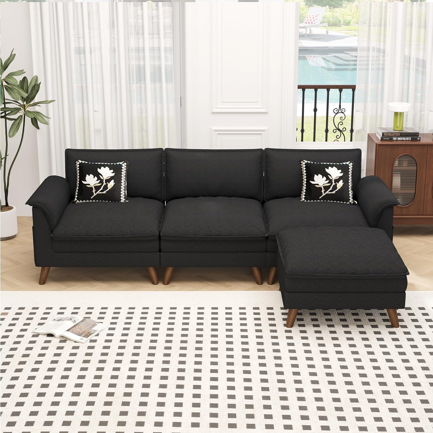 Homrest black living room furniture set.