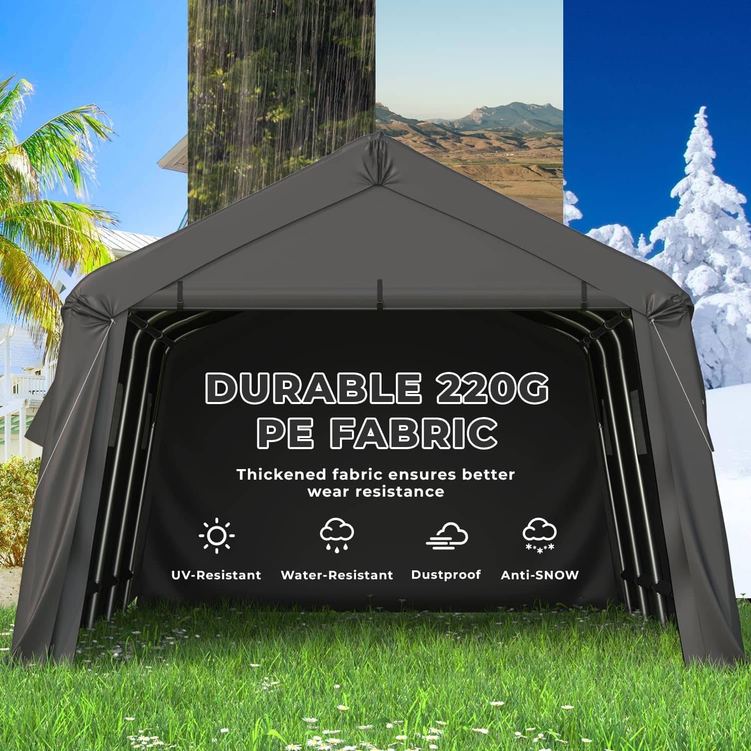 HOMREST 13 x 20 FT Heavy Duty Carport, Portable Garage with All-Steel Metal Frame & Vents, Anti-Snow Car Canopy Outdoor Storage Shelter shed for Car, Truck, Boat