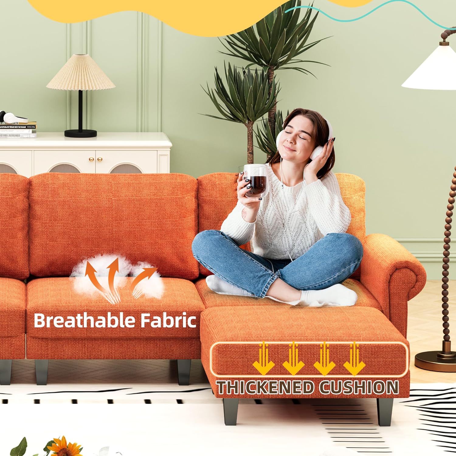 Breathable fabric and thickened cushion of Homrest section sofa. | Homrest furniture