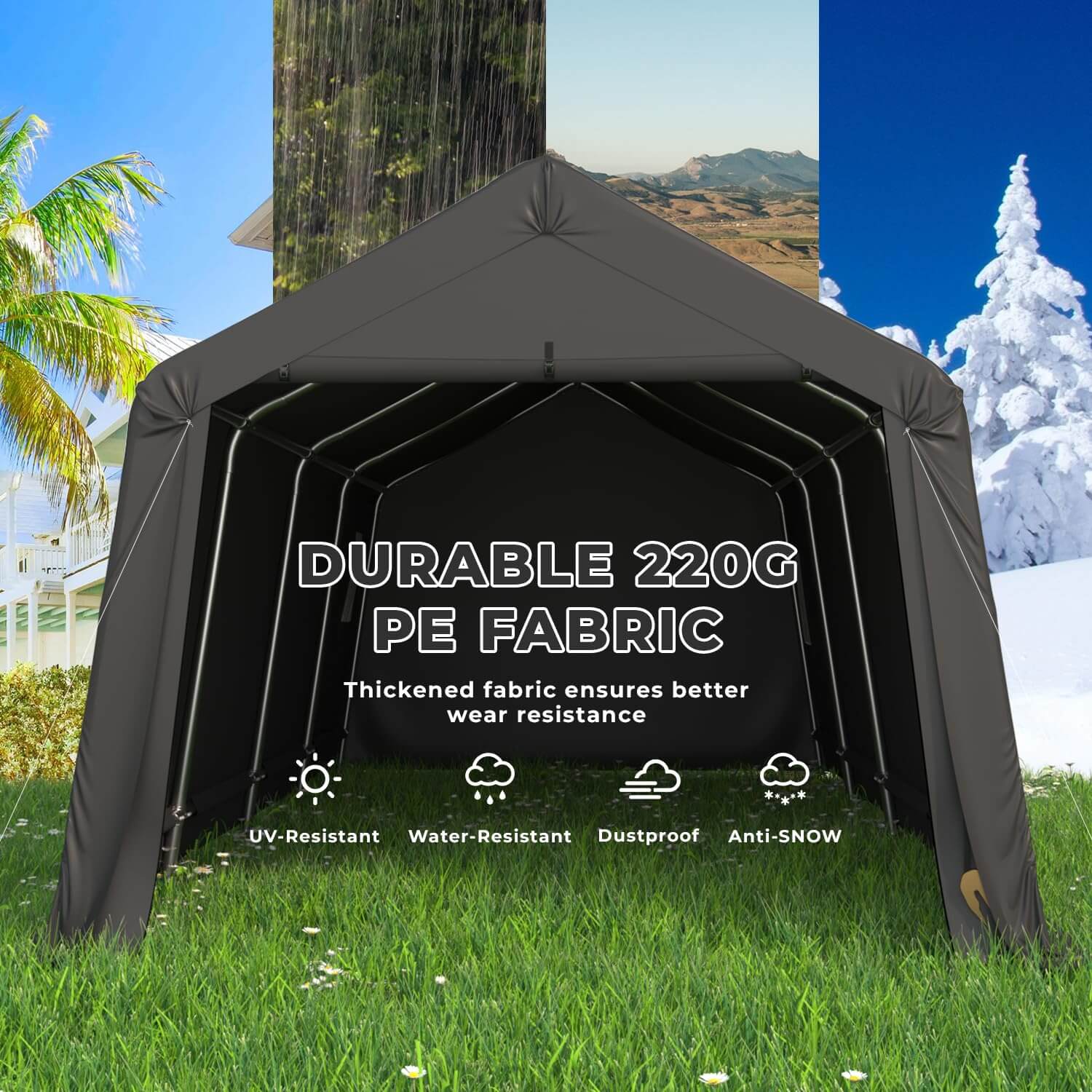 HOMREST 10 x 20 FT Heavy Duty Carport, Portable Garage with All-Steel Metal Frame & Vents, Anti-Snow Car Canopy Outdoor Storage Shelter shed for Car, Truck, Boat