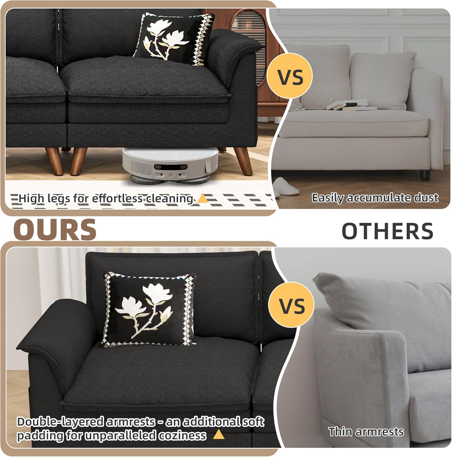 Comparison of our sectional sofa cloud couch with others | Homrest furniture