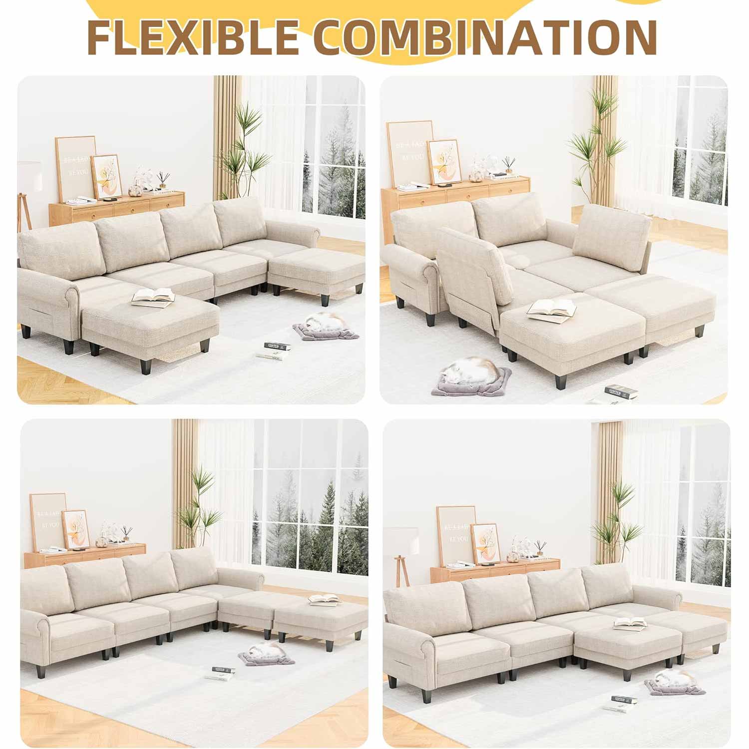 Flexible combination of Homrest living room sectional sofa set.