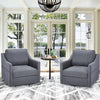 Swivel Accent Chair Sets of 2, Linen Fabric Armchair w/Removable Cover for Reception, Gray