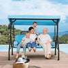 3-Seat Outdoor Porch Swing with Adjustable Canopy and Backrest, Sky Blue