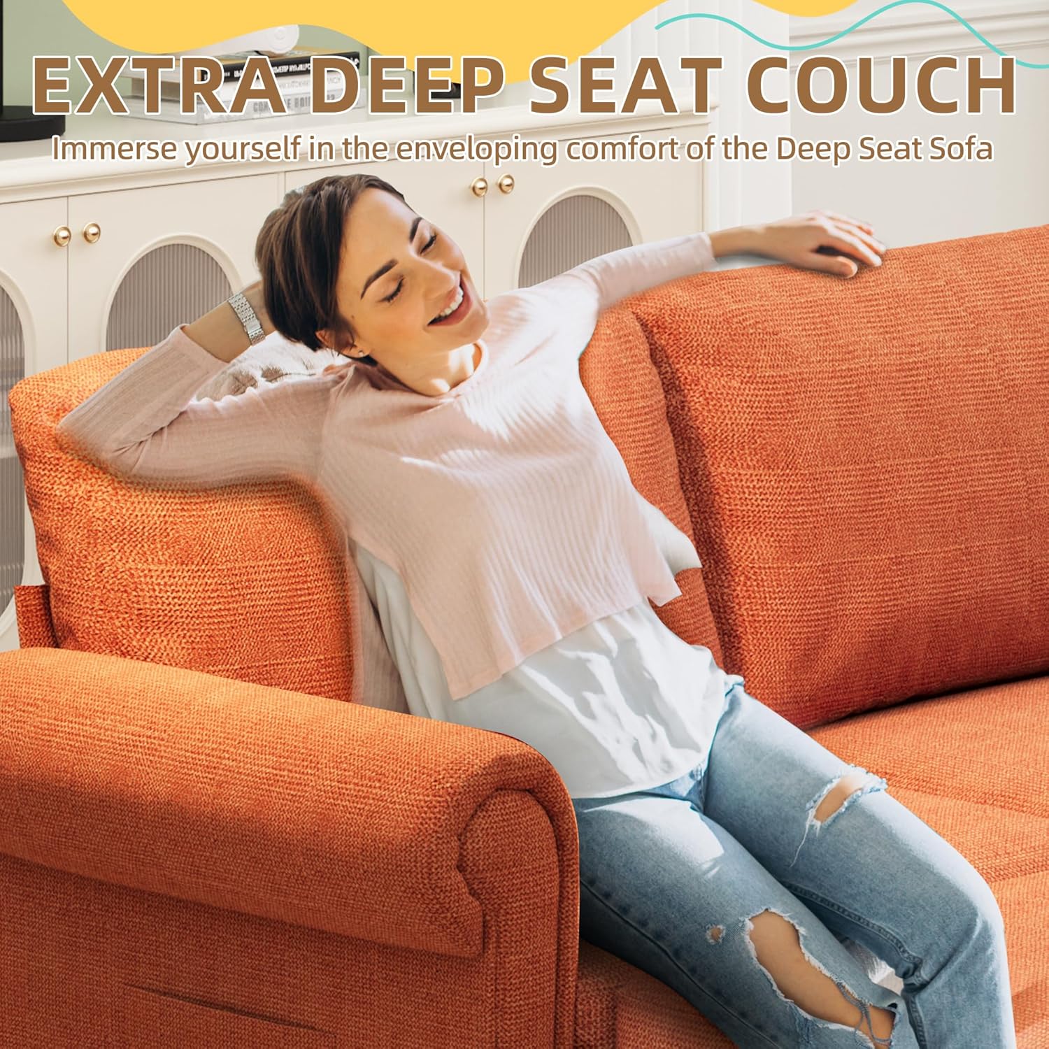 Immerse yourself in the enveloping comfort of the deep seat sofa.| Homrest furniture