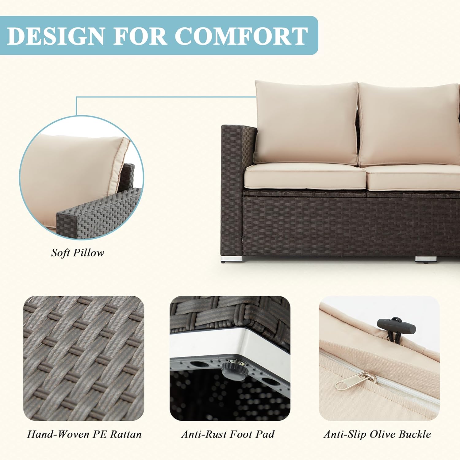 Homrest patio furniture set for porch, garden and poolside