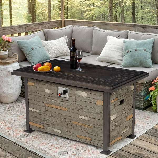 Homrest outdoor fire pit table, brown