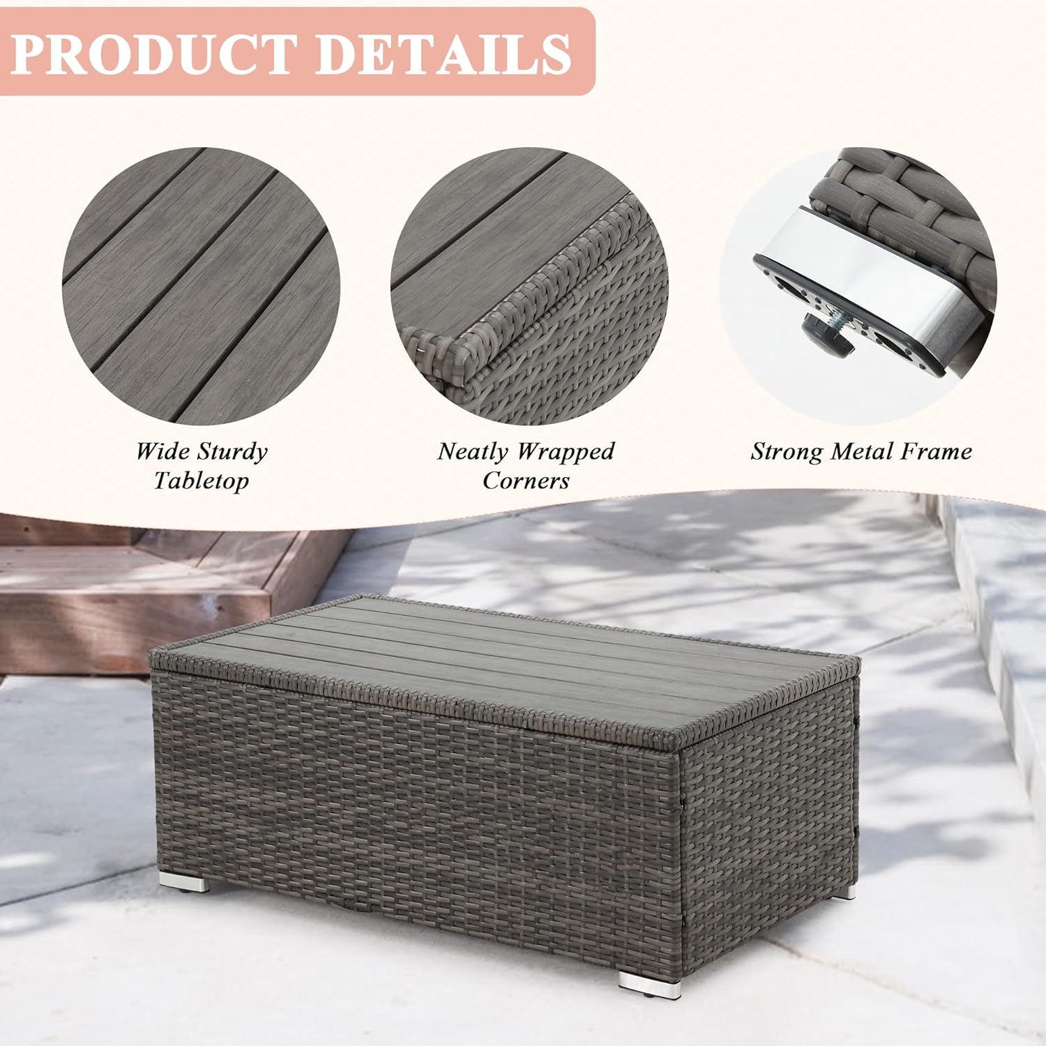 6 Pcs outdoor furniture set, khaki | Homrest furniture