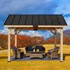 Homrest 11x 12 Hardtop Gazebo, Solid Spruce Wood Gazebo with Waterproof Asphalt Roof, for Lawns, Beach, Patio, Garden