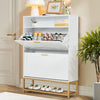 Homrest Shoe Cabinet with 2 Flip Drawers and Open Storage, White