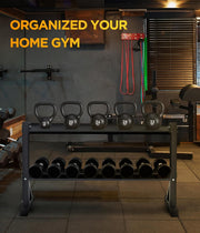 HOMREST 48" Kettlebell Storage Rack, 2-Tier Dumbbell and Kettlebell Rack for Home Gym, 1000LBS Weights Storage for Free Weights