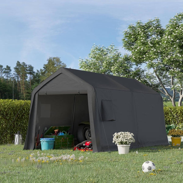 HOMREST 8x14 ft Heavy Duty Carport with Metal Frame & Vents, Portable Garage Shed for Bikes, Motorcycles, ATV Car and Outdoor Tools