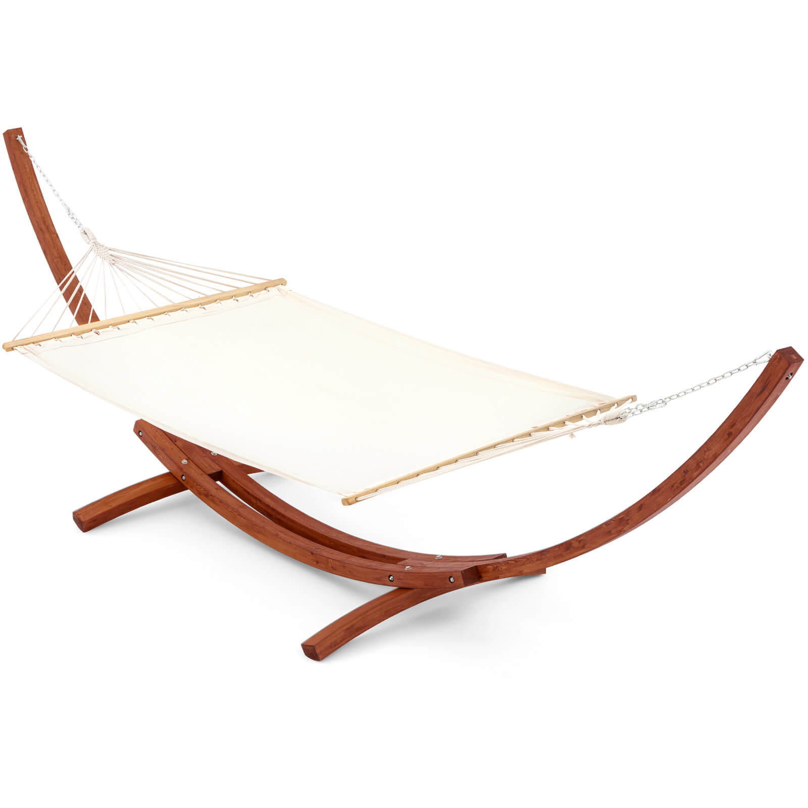 HOMREST 12 FT Wooden Hammock with Stand for Single Person, White