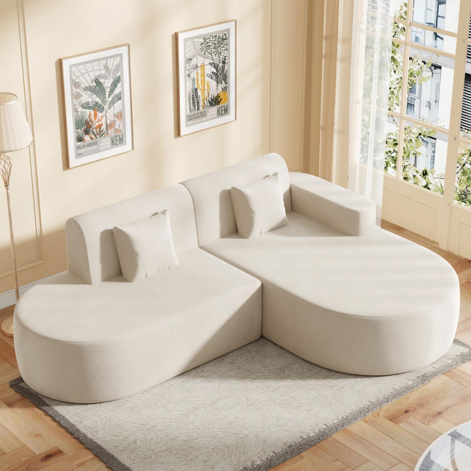 HOMREST Modern L-Shape Sectional Sofa with Chaise Lounge,Boneless L Shape Sofa with Deep Seat, Beige