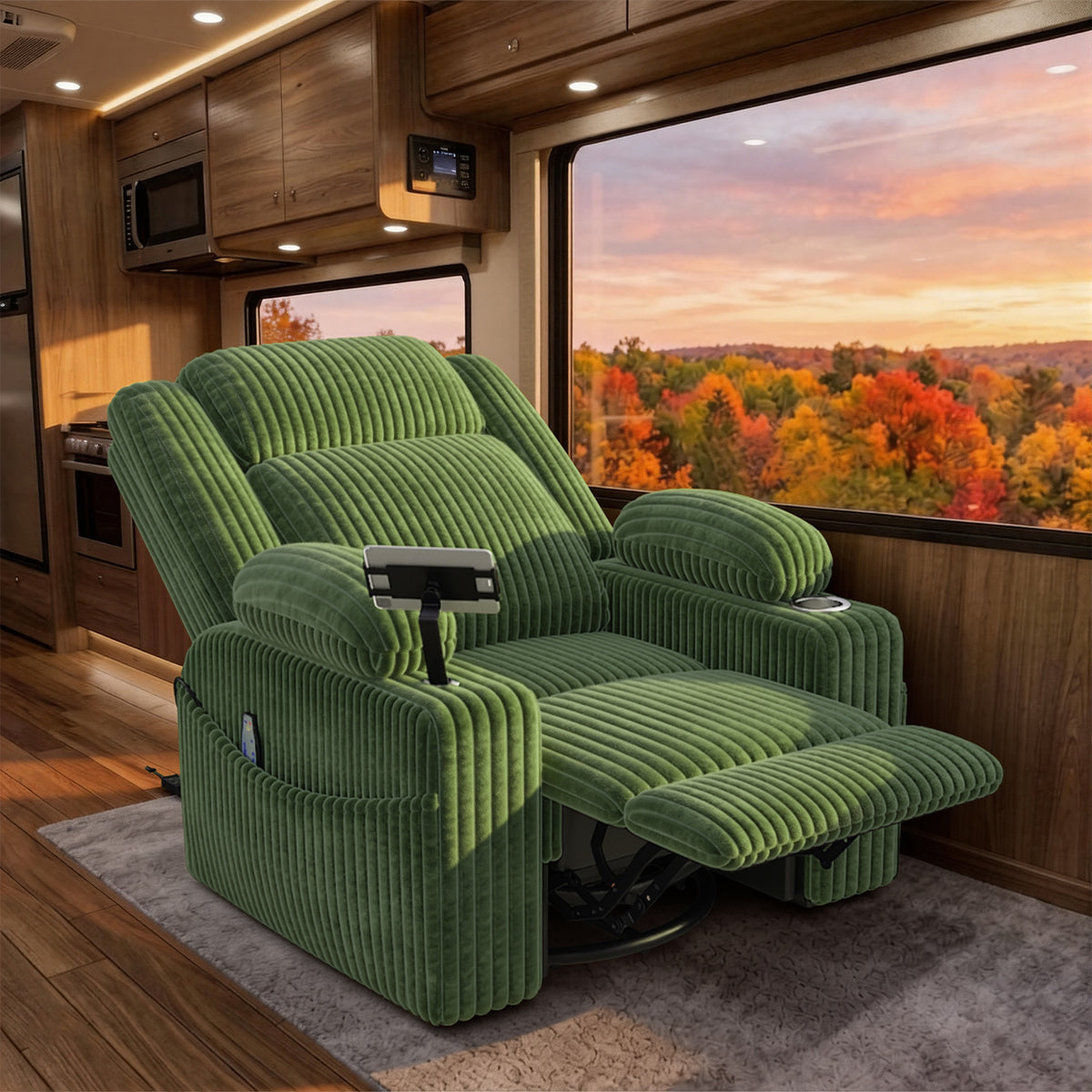 HOMREST Power Oversized Swivel Rocker Recliner with Massage and Heat, Nursery Rocking Chairs for Living Room,Green