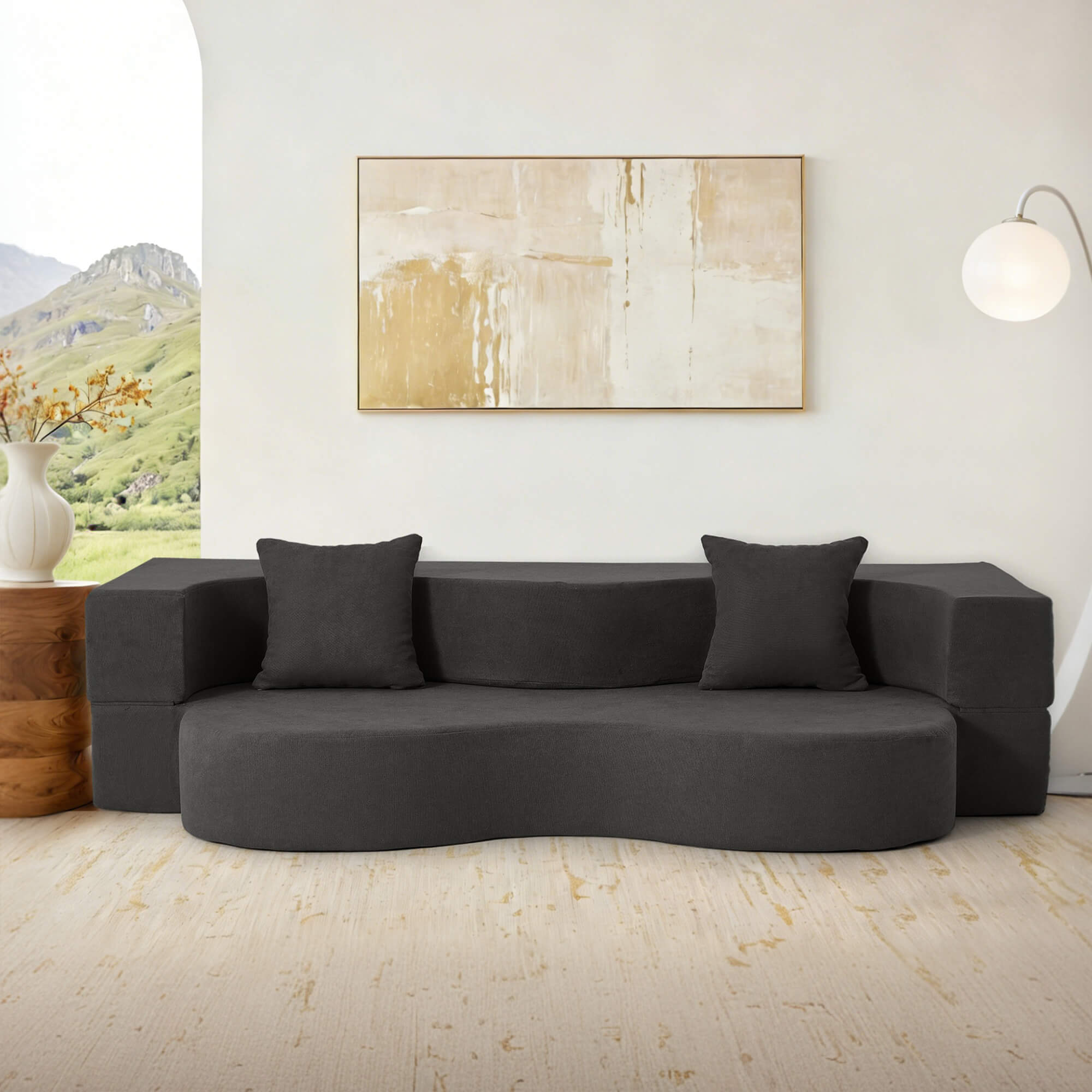 HOMREST Folding Sofa Bed, Floor Sofa Couch, Convertible Sofa Bed With High Density Foam, Foldable Floor Couch Bed