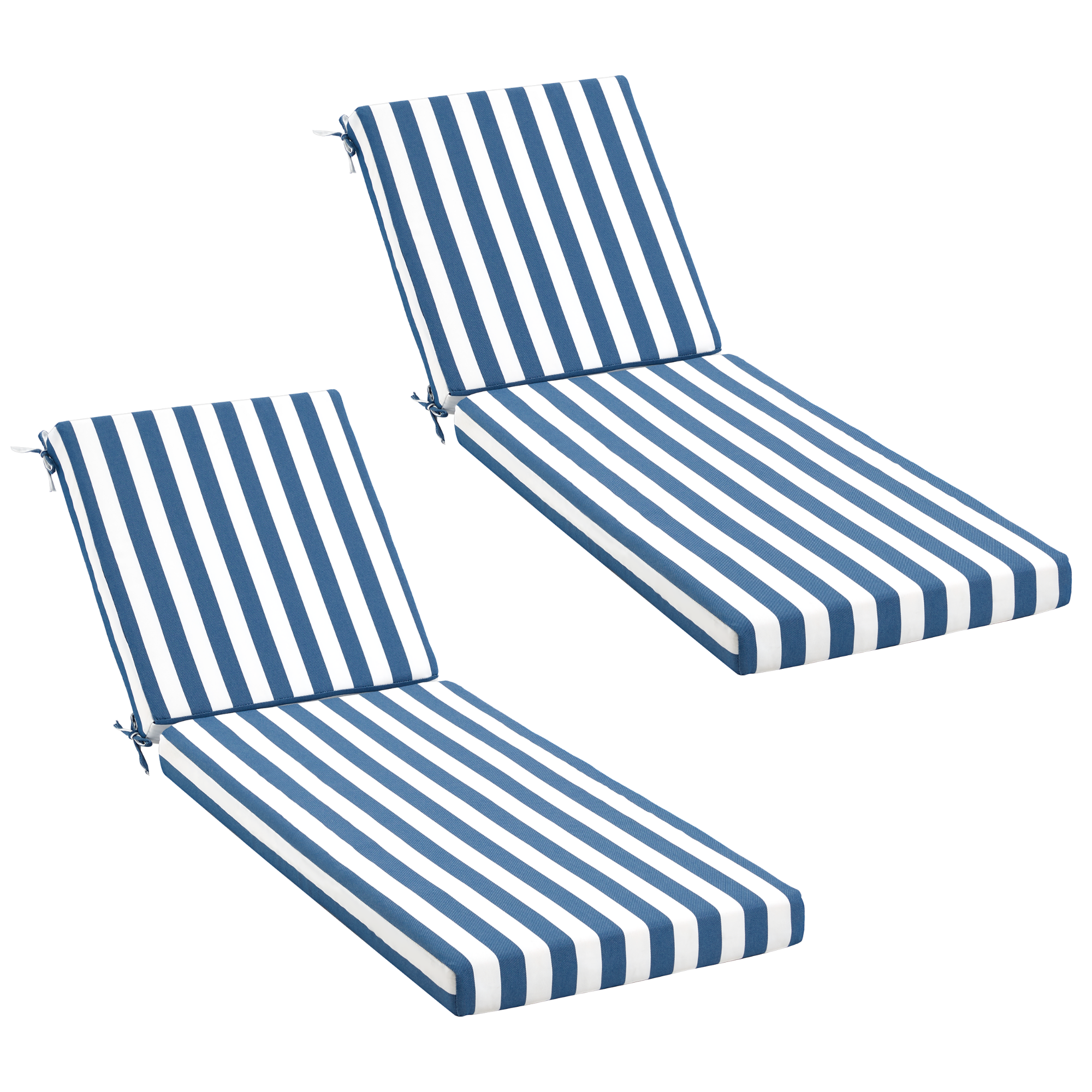 HOMREST Outdoor Lounge Chair Cushion Replacement Set of 2, Blue Stripes