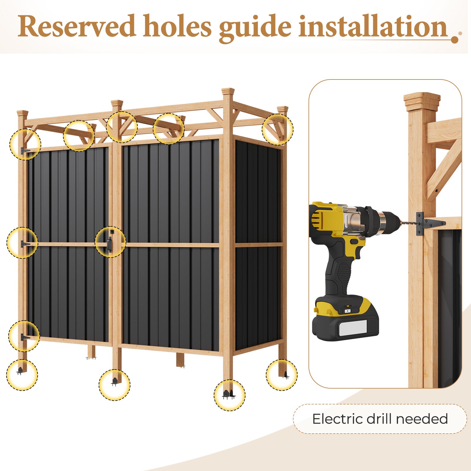 HOMREST Outdoor Shower Enclosure with Lockable Door, Weatherproof Outdoor Shower Stall with Metal Panels, Hooks & Shelves - Perfect for Pool Wash Station, Backyard & Beach Rinse Area Large Version