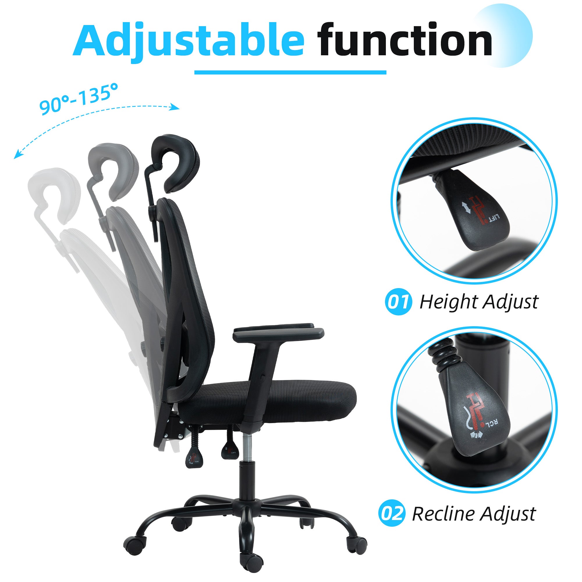Homrest High-Back Ergonomic Mesh Office Chair – Black