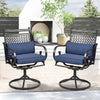 HOMREST Patio Swivel Chair Set of 2, Outdoor Dining Chairs with Cushions for Porch, Deck, and Garden, Blue