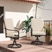 HOMREST Swivel Patio Chairs Set of 2, Heavy Duty Outdoor Dining Chairs, Beige