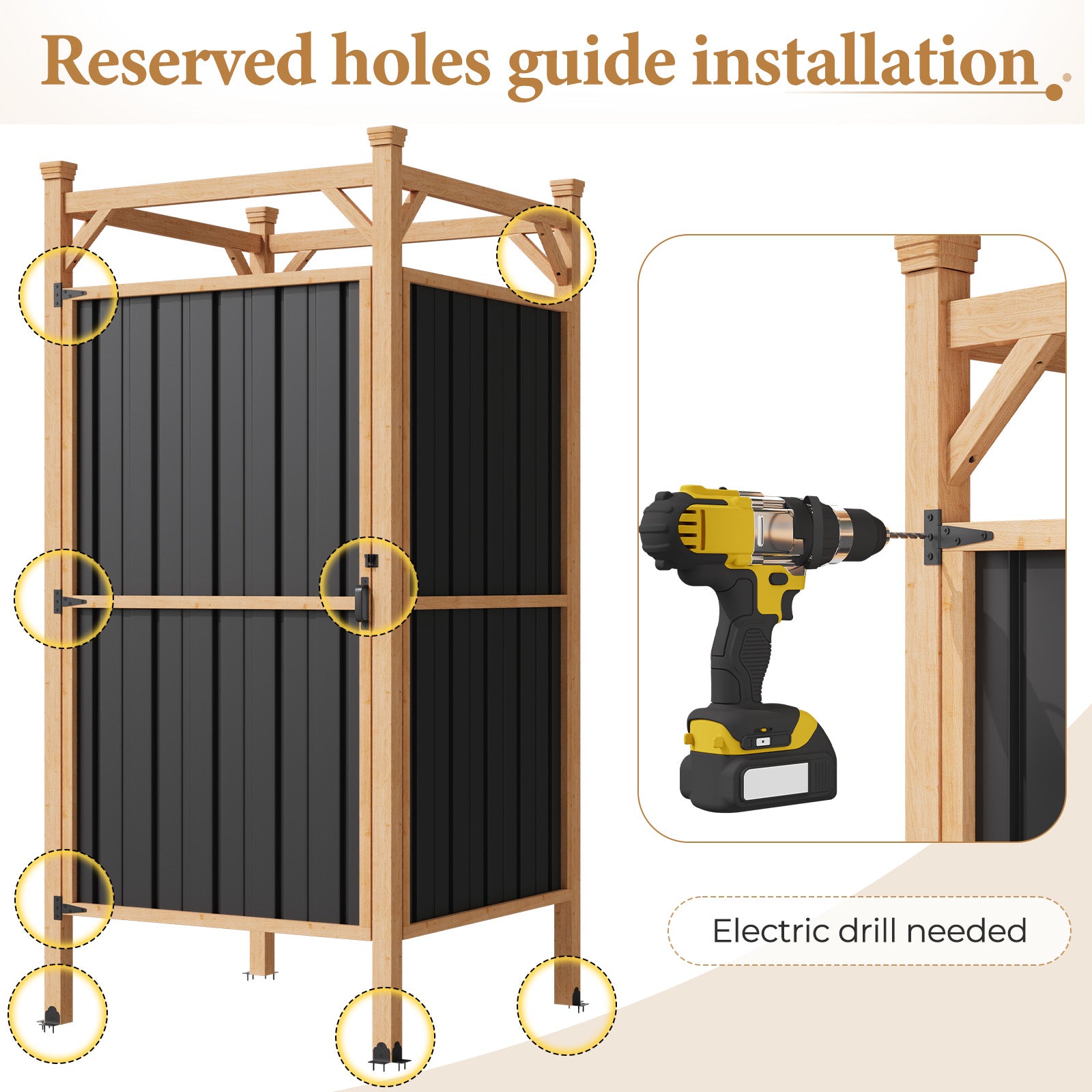 HOMREST Outdoor Shower Enclosure with Lockable Door, Weatherproof Outdoor Shower Stall with Metal Panels, Hooks & Shelves - Perfect for Pool Wash Station, Backyard & Beach Rinse Area Small Version