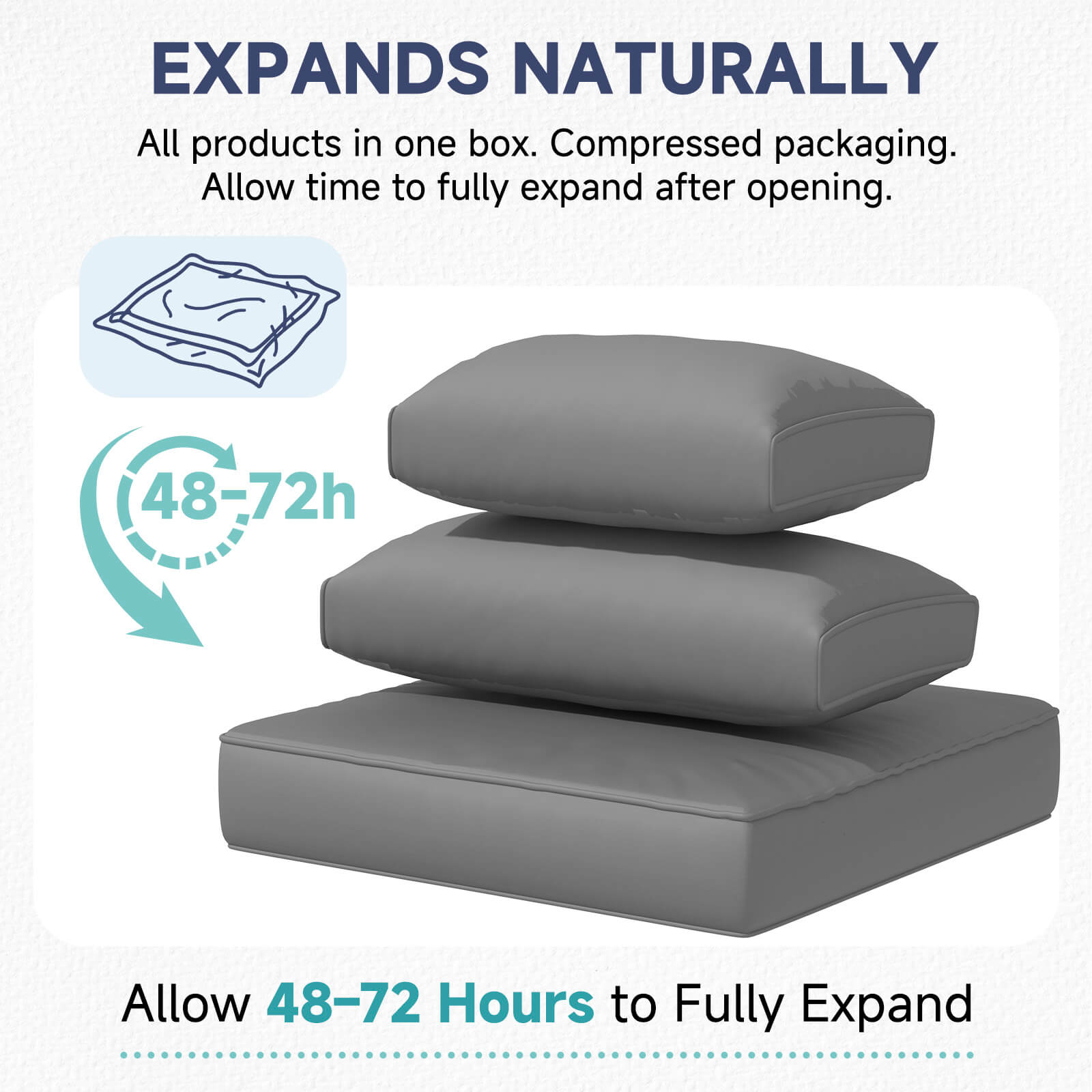 HOMREST 9-Piece Outdoor Sectional Cushions for 4-Seat Sofa, Waterproof Deep Seat w/ Non-Slip & Machine Washable Covers, Gray
