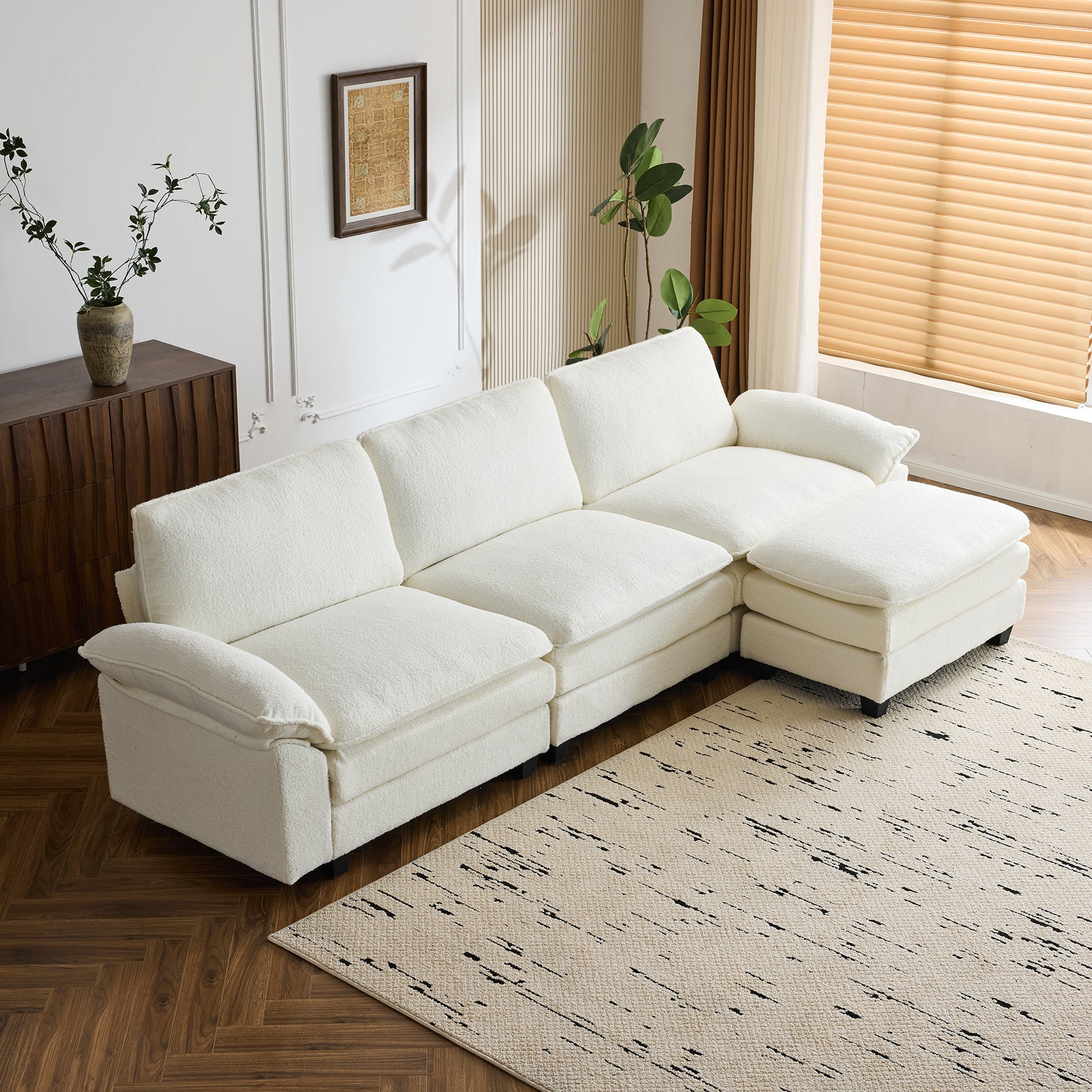 Homrest 120.8 Inch Oversized Sectional Couch for Modern Living Room, Beige