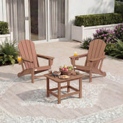 HOMREST 3-Position Adjustable Adirondack Chairs Set of 2, 400LBS HDPE Folding Outdoor Chairs with Cup Holder, Teak