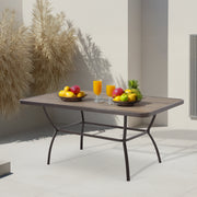 HOMREST 63 Inch Outdoor Patio Dining Table with 1.96 Inch Adjustable Umbrella Hole