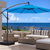 Homrest 10ft Patio Umbrella with Base, Outdoor Offset Cantilever Umbrella, Infinite Tilt, Rolay Blue