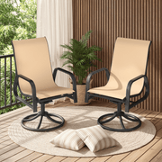 HOMREST 360° Swivel Dining Chairs Set of 2, Padded Textilene & Metal Frame, Brown
