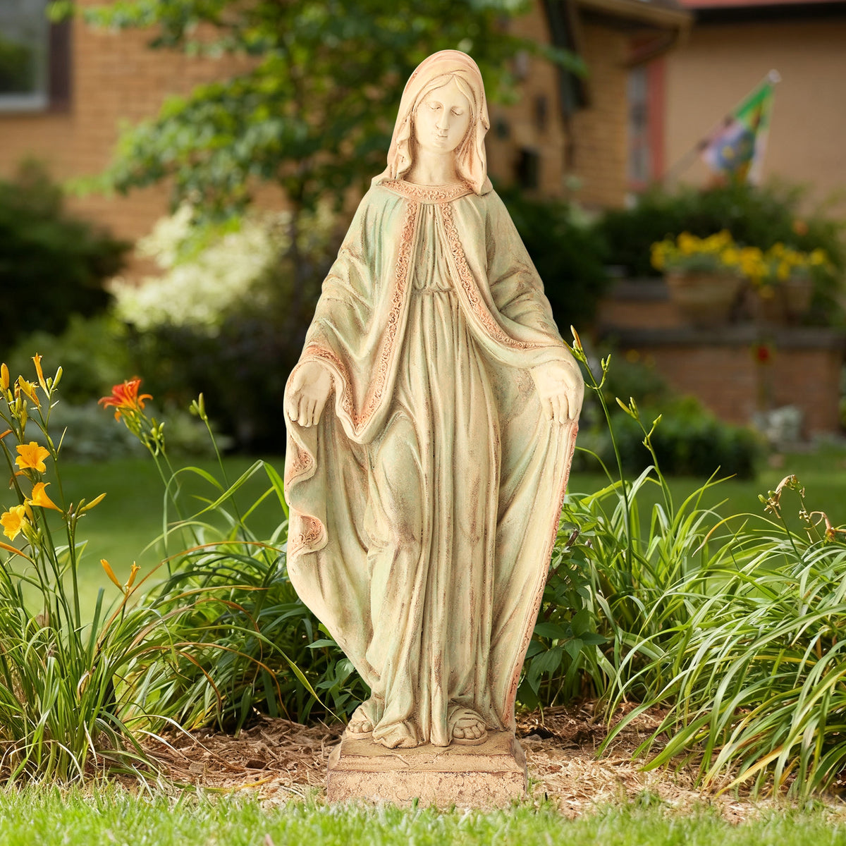 HOMREST Virgin Mary Garden Statue Outdoor 31.5” – Large Praying Holy Madonna Resin Sculpture, Blessed Mother of God Catholic Saint Yard & Lawn Religious Decor