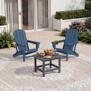 HOMREST 3-Position Adjustable Adirondack Chairs Set of 2, 400LBS HDPE Folding Outdoor Chairs with Cup Holder, Navy Blue