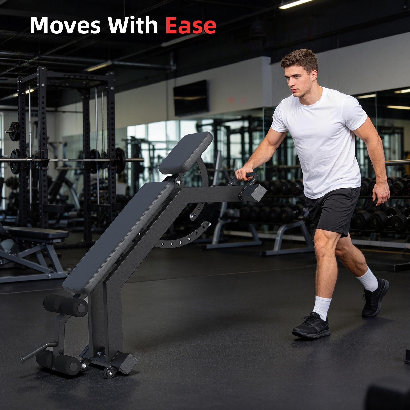 HOMREST Adjustable Incline Decline Weight Bench for Home Gym, 1000LBS FID Ab Workout Bench with Leg Roller Attachment and Handle