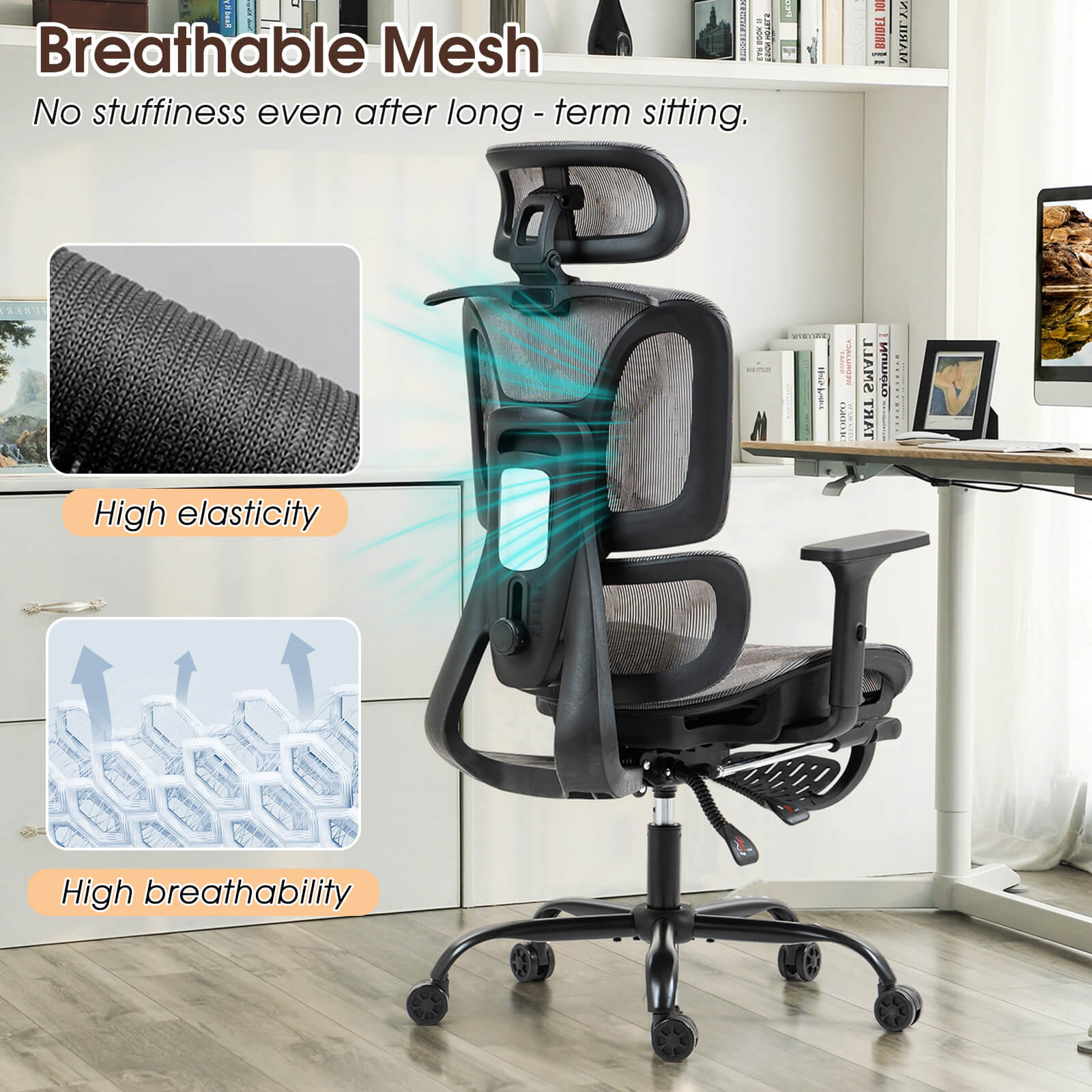 Homrest Lounge-Style Ergonomic Mesh Chair – Grey