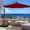 Homrest 10ft Patio Umbrella with Base, Outdoor Offset Cantilever Umbrella, Infinite Tilt, Burgundy