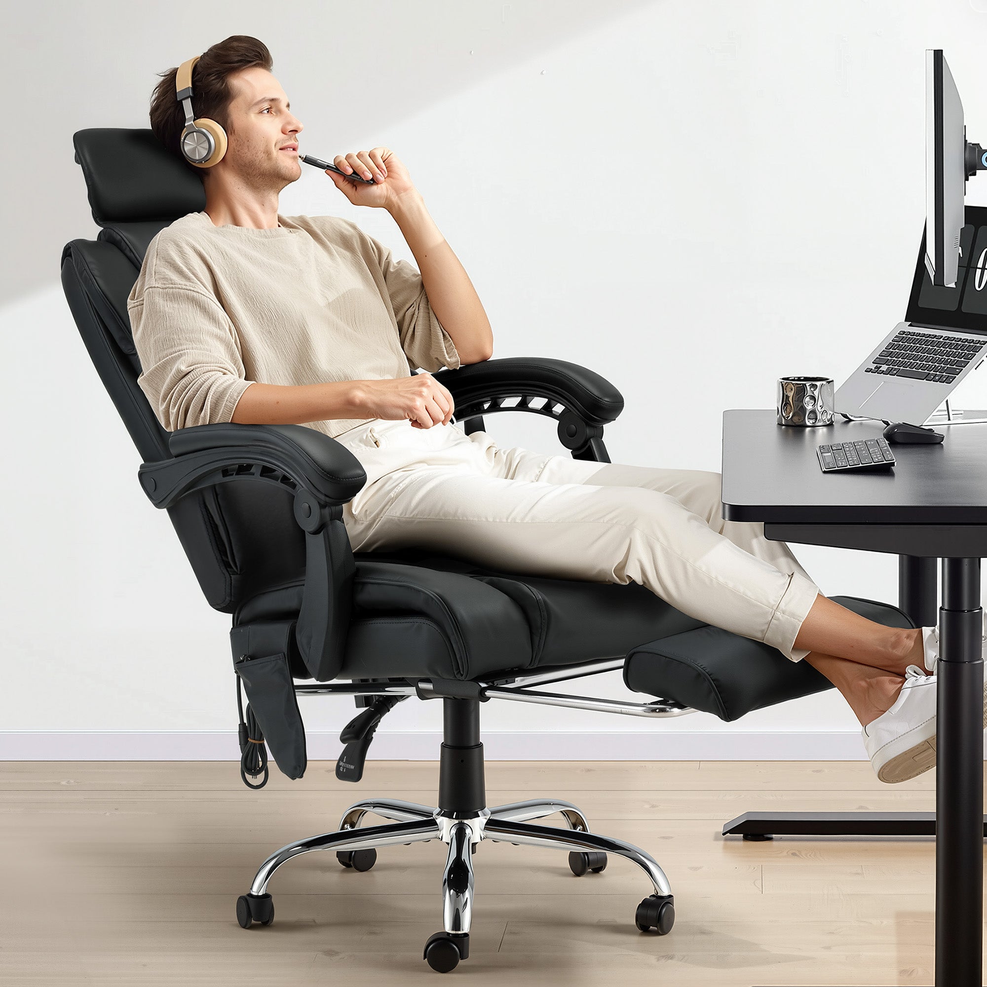 Homrest Office Chair for 400 lb Person, Big and Tall  Office Chair with Lumbar Support - Black
