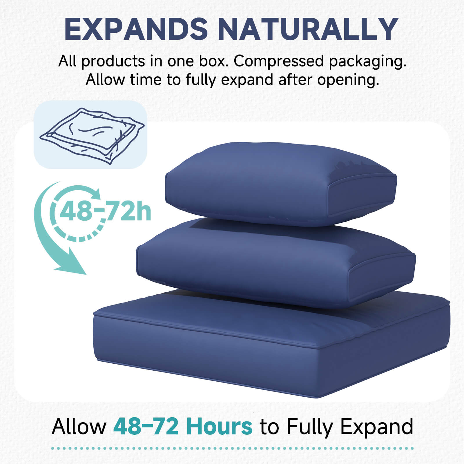 HOMREST 9-Piece Outdoor Sectional Cushions for 4-Seat Sofa, Waterproof Deep Seat w/ Non-Slip & Machine Washable Covers, Navy Blue