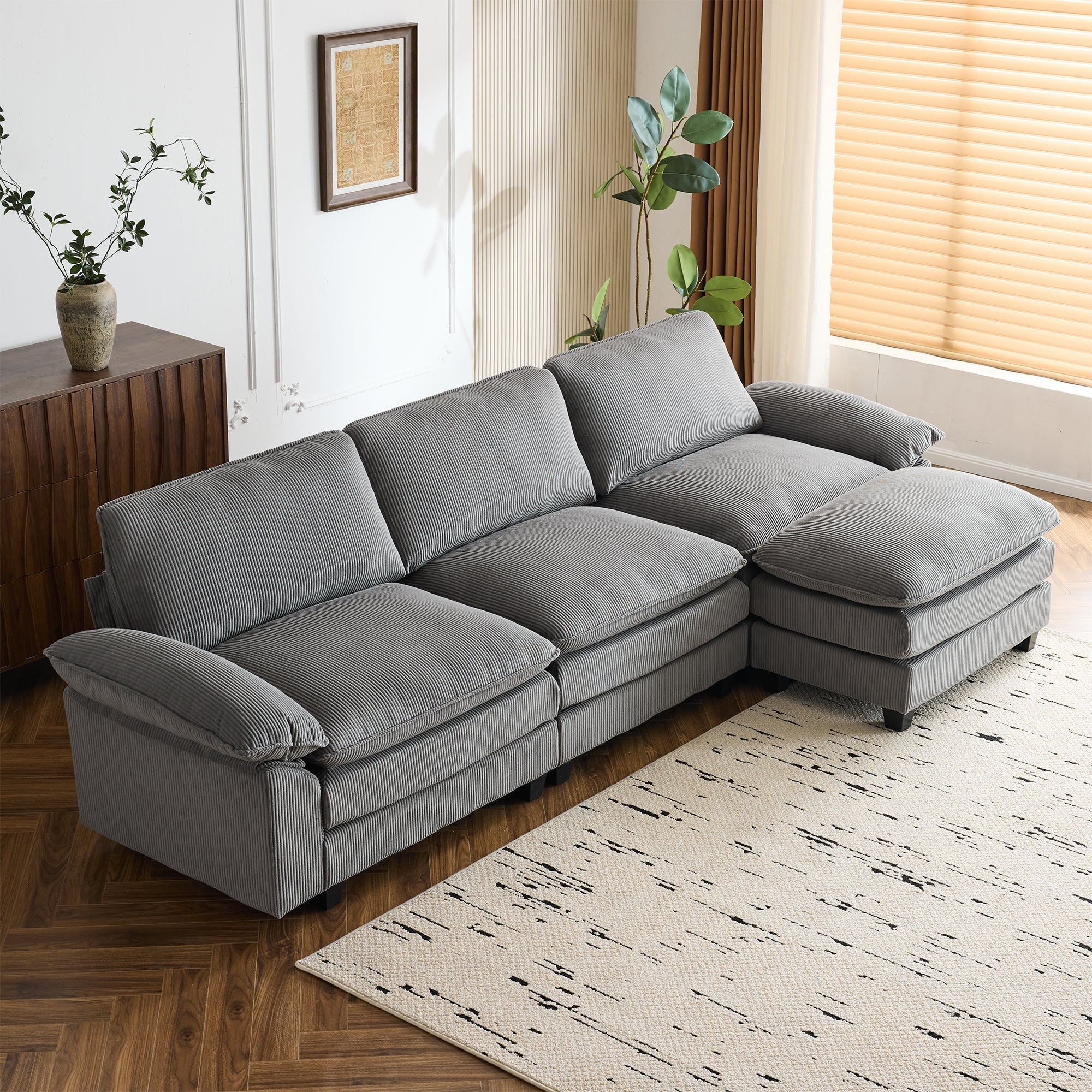 grey-sectional-sofa-with-ottoman​