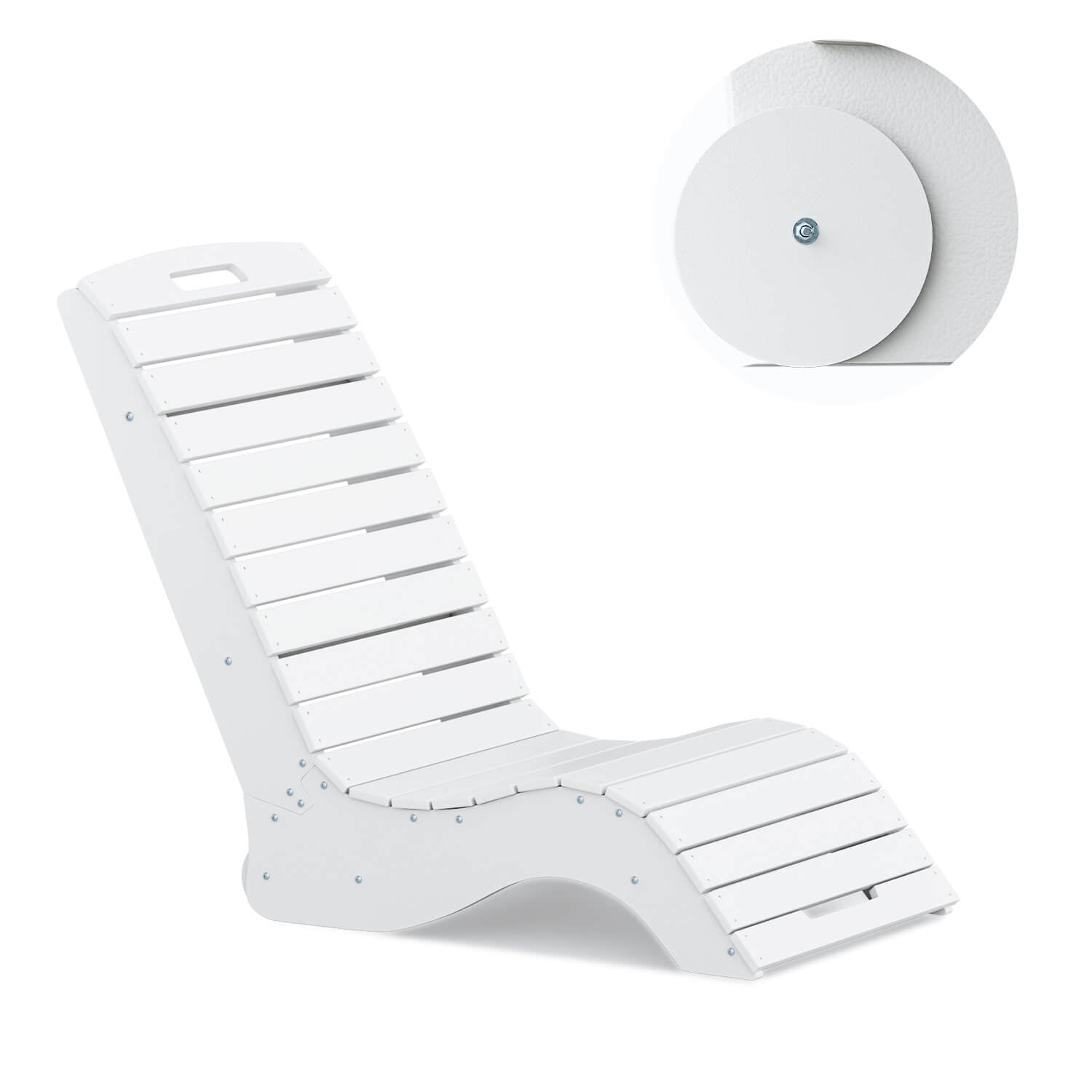 HOMREST Pool Lounge Chairs, HDPE S-Shaped Design with Wheels, White