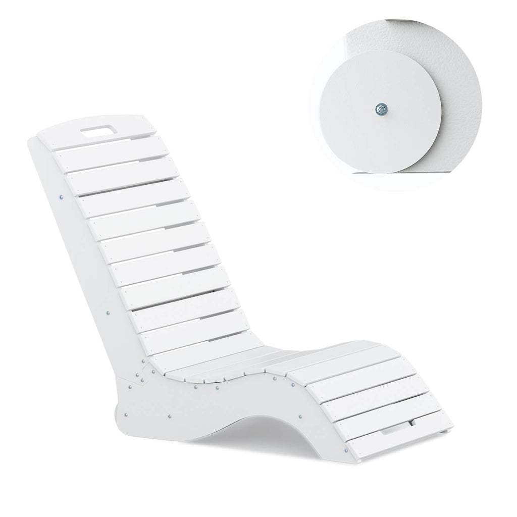 HOMREST Pool Lounge Chairs, HDPE S-Shaped Design with Wheels, White