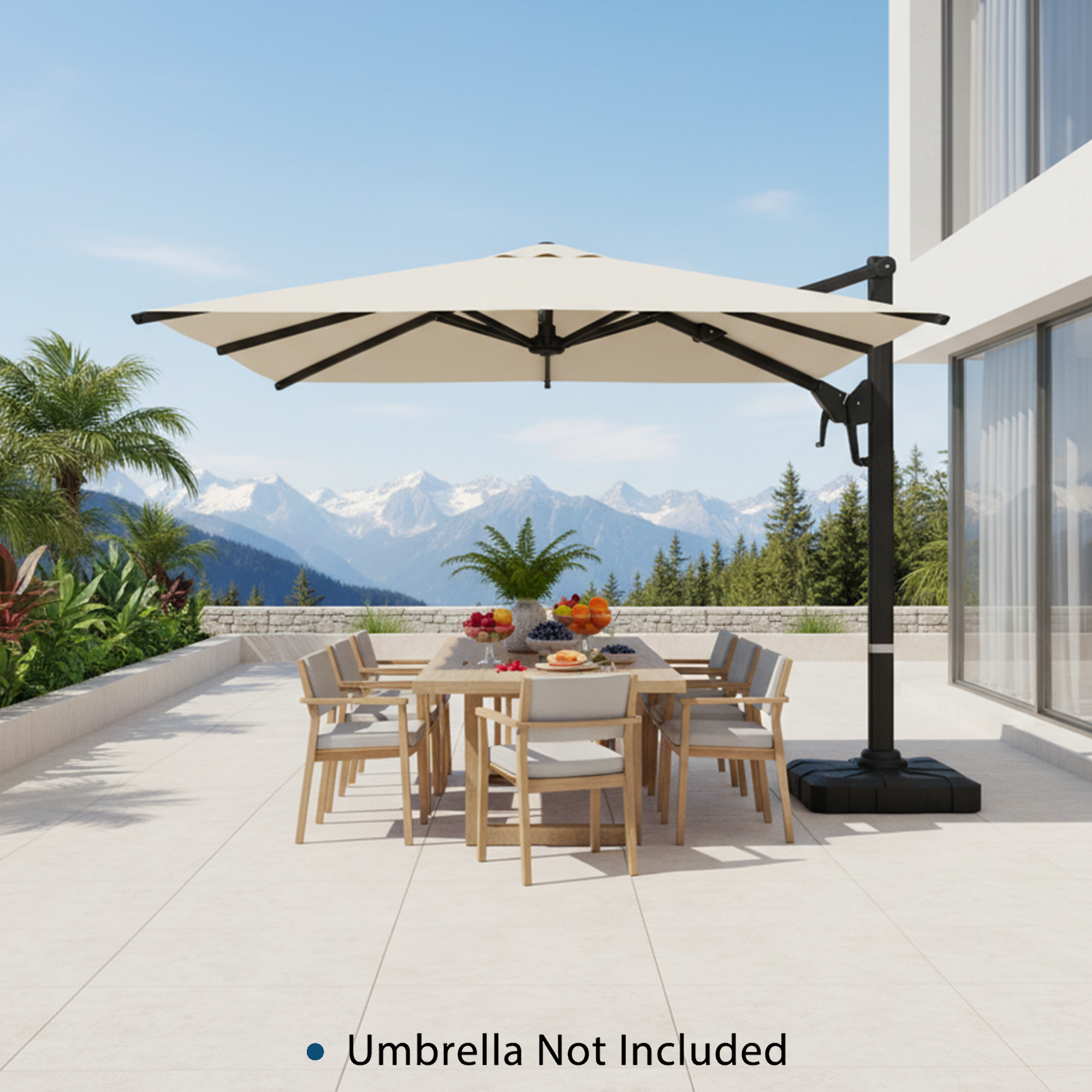 HOMREST 35.5" Patio Square Umbrella Base with Wheels, Heavy Duty Stand for Large Offset & Cantilever Umbrellas, Holds Up to 440 lbs with Water, Perfect for Outdoor Use
