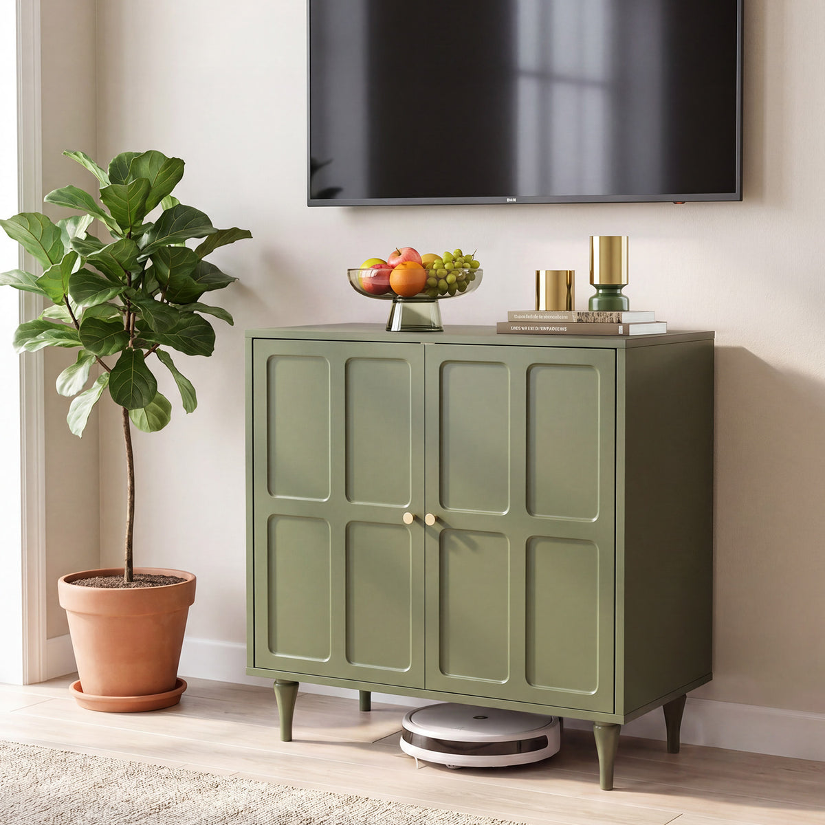 HOMREST Forest Green Storage Cabinet with 2 Doors and Adjustable Shelf, Green