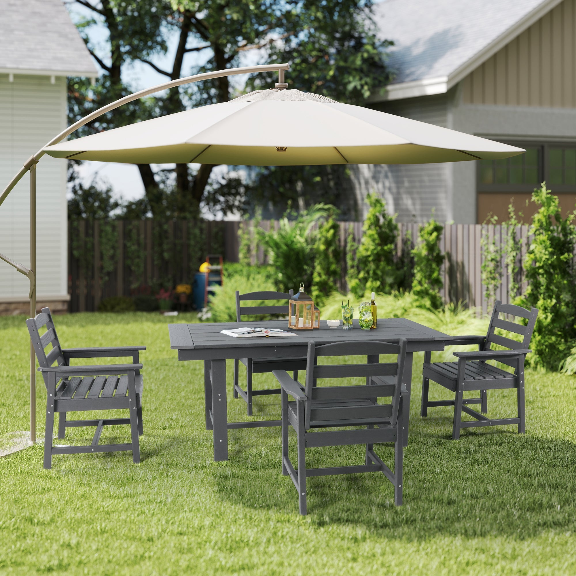 HOMREST 2-Piece HDPE Outdoor Patio Dining Chairs Set, Gray