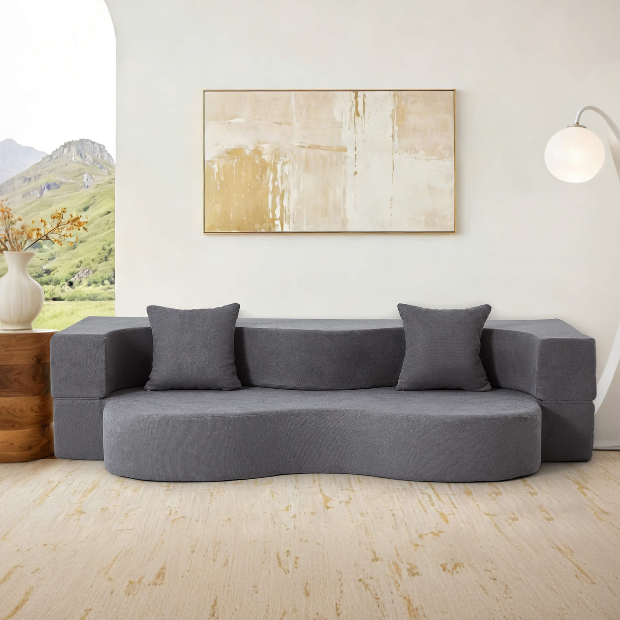 HOMREST Folding Sofa Bed, Floor Sofa Couch, Convertible Sofa Bed With High Density Foam, Foldable Floor Couch Bed For Living Room, Guest Room, Bedroom
