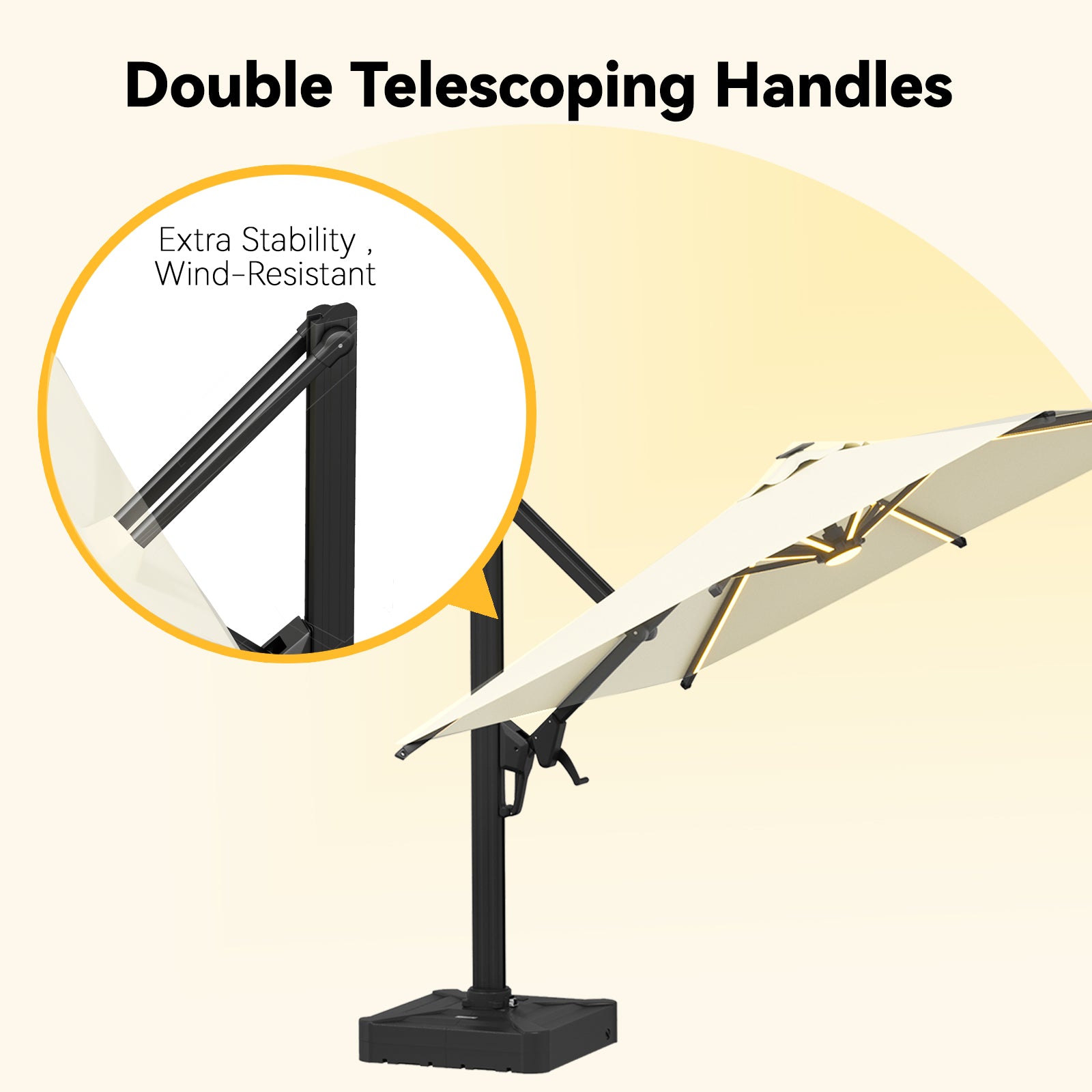 HOMREST 10 X 10 Outdoor Weather-resistant Umbrella with LED Lighting(Base Excluded)  - Yellow