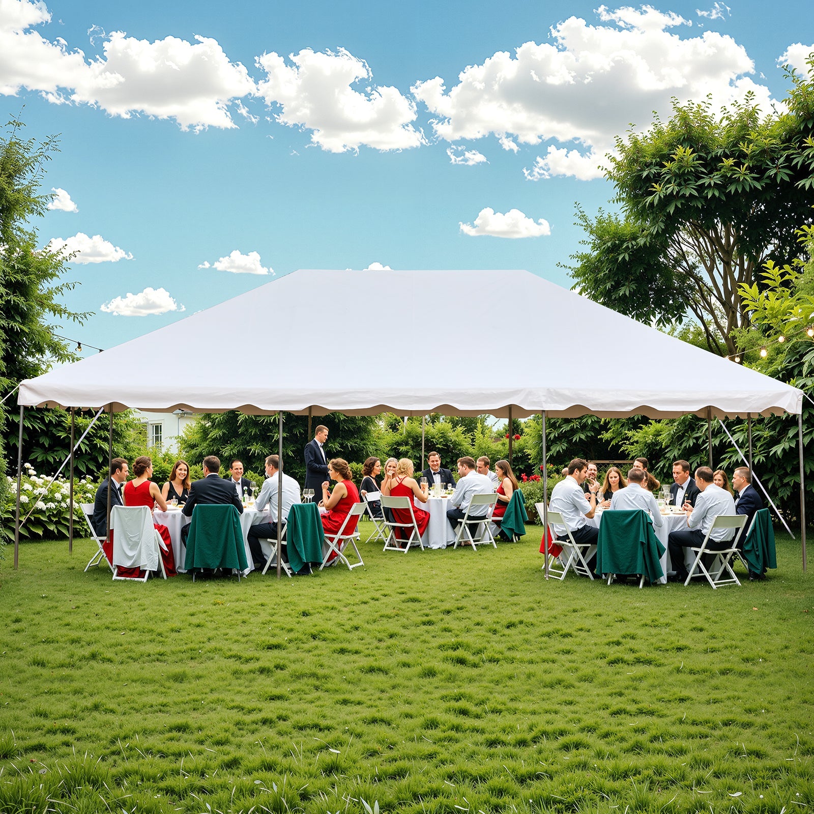 HOMREST 20x30 FT Outdoor Party Tent with expandable sidewall (sold separately), Heavy Duty Weekend Canopy with Carry Bags, 480GSM PVC Large Tent for Commercial Events, Parties, Weddings, White