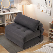 HOMREST Folding Out Chair Bed, Convertible Sofa Bed with 2 Pillows, Dark Gray
