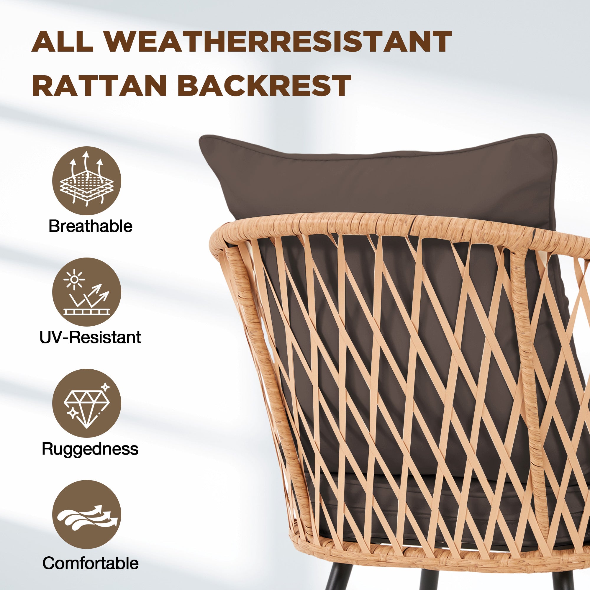 HOMREST 7-Piece Outdoor Dining Set – Rectangular Table with Umbrella Hole & 6 Rattan Chairs, Brown